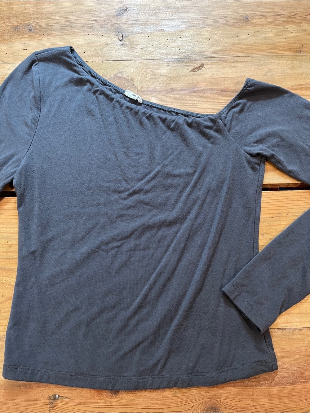 GARAGE M Gray Grey One-Shoulder Cold Shoulder Long Sleeve Top